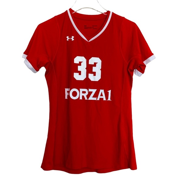 Girls Short Sleeve V-Neck Volleyball T-Shirt Size Medium FORZA 1 Volleyball #33 - Picture 1 of 5